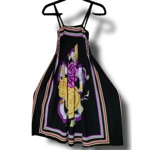 Women's Stretchy Floral and Black Sundress EUC S